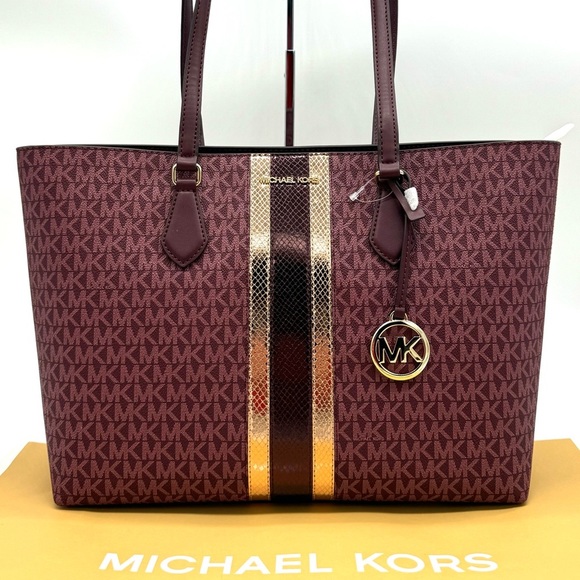 Michael Kors Bag Large Sheila Mf Tote Bag Ox Blood Multi - Picture 1 of 10